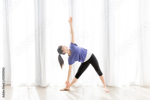 attractive asian woman yoga image