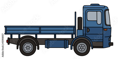 Blue flatbed truck