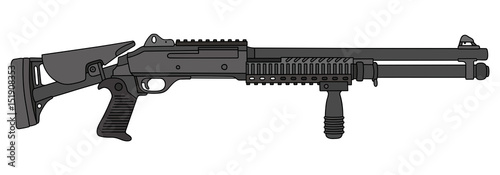 Pump shotgun with the folding stock