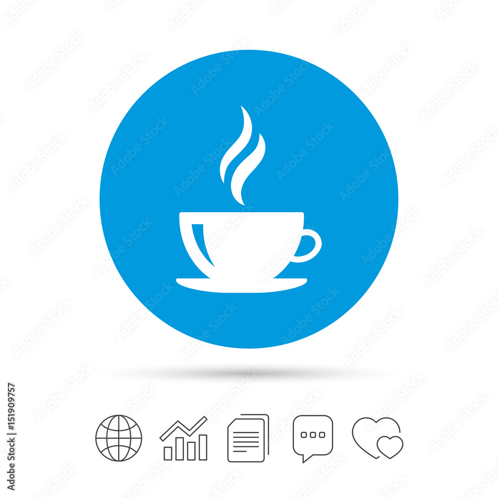 Obraz premium Coffee cup sign icon. Hot coffee button.