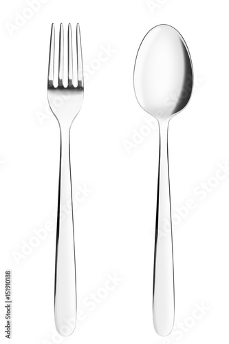 fork  spoon  clipping path  cutlery on white background  isolated