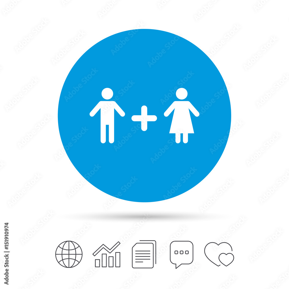 Couple sign icon. Male plus female. Lovers. Couple sign icon. Male plus female. Lovers.