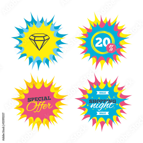 Diamond sign icon. Jewelry symbol. Gem stone.