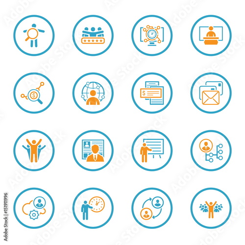 Flat Design Business and Finance Icons Set.