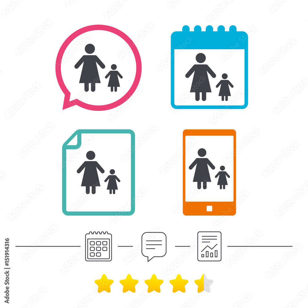 One-parent family with one child sign icon. One-parent family with one child sign icon.