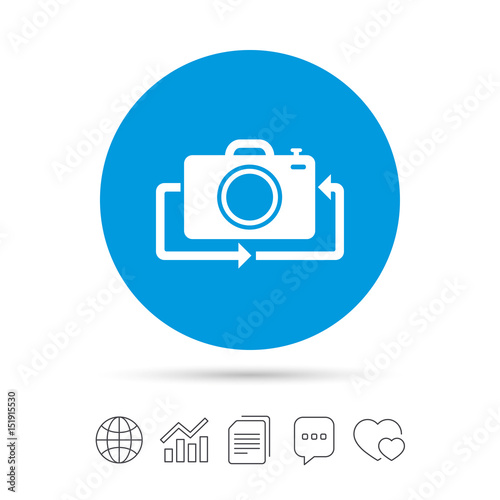 Front photo camera sign icon. Change symbol.