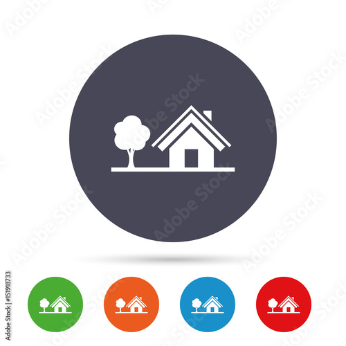 Home sign icon. House with tree symbol. © blankstock