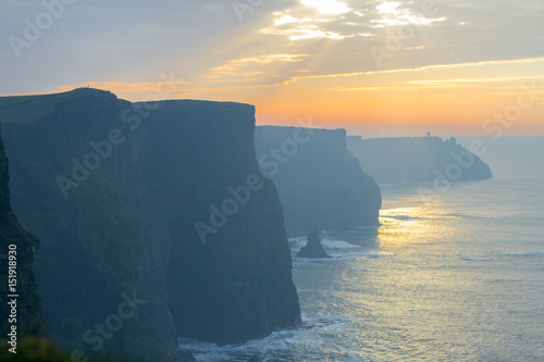 Beautiful landscape at the famous Cliffs of Moher and O'Brien's Tower in Co. Clare, Europe, ireland
