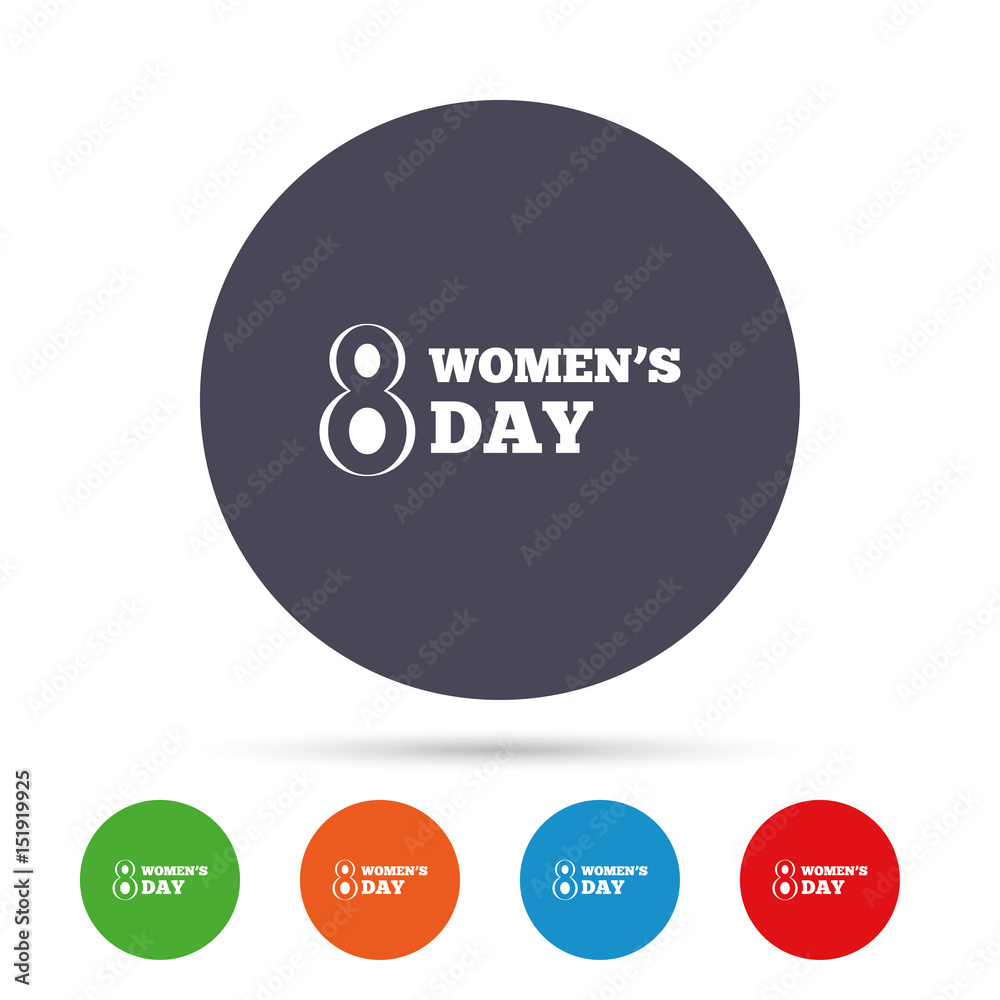 8 March Women's Day sign icon. Holiday symbol. 8 March Women's Day sign icon. Holiday symbol.