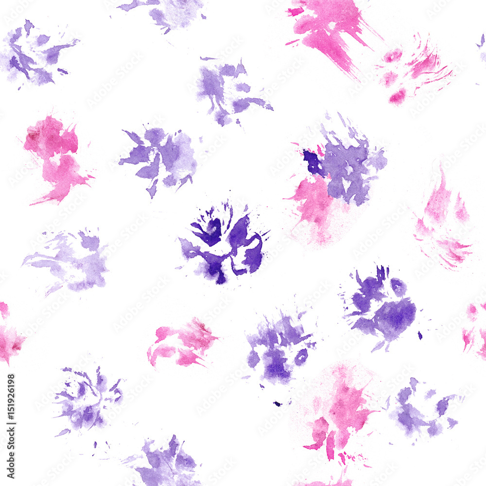 Akwarelowe odciski łap zwierząt