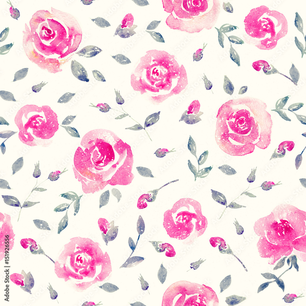 Romantic Pink roses - Floral seamless Pattern. Romantic Pink roses - Floral seamless Pattern.