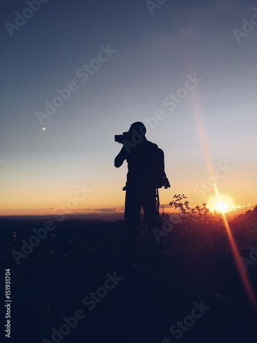 Silhouette man in mountain