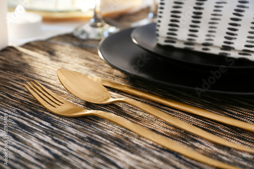 Beautiful festive table setting, closeup