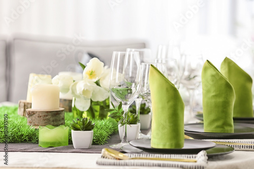 Beautiful festive table setting, closeup