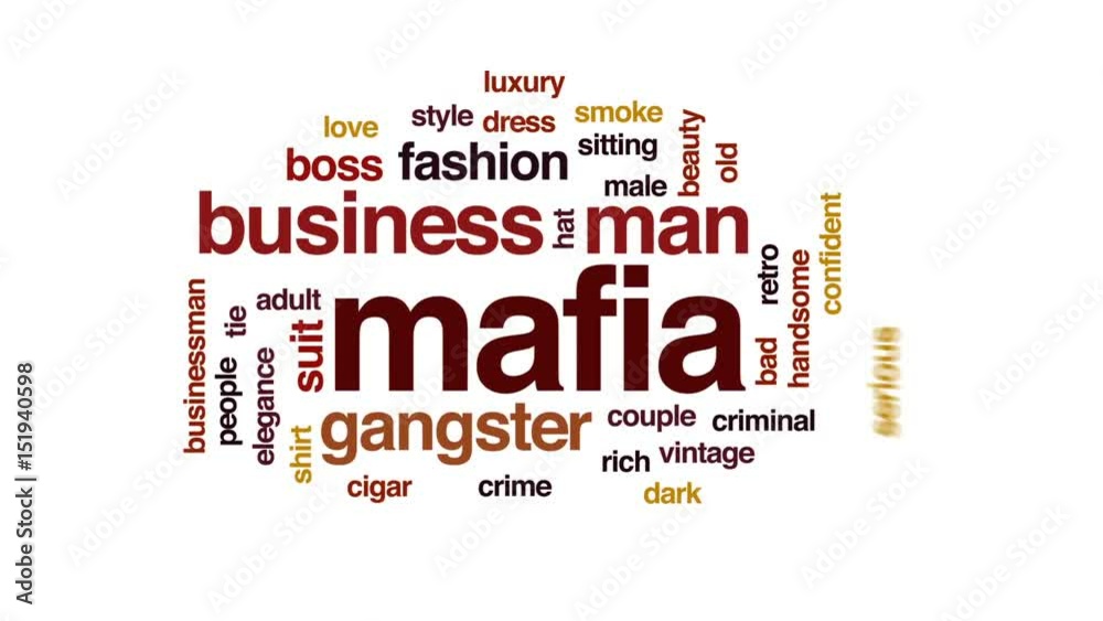 Mafia animated word cloud, text design animation. Mafia animated word cloud, text design animation.