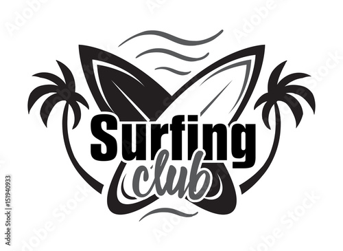 Summer surfing retro badge. Surfing concept for shirt or logo, print, stamp. Vector illustration.