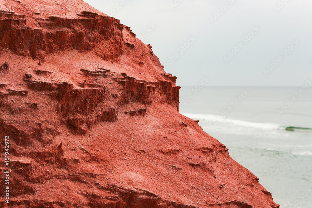 Red cliff detail in Varkala India
