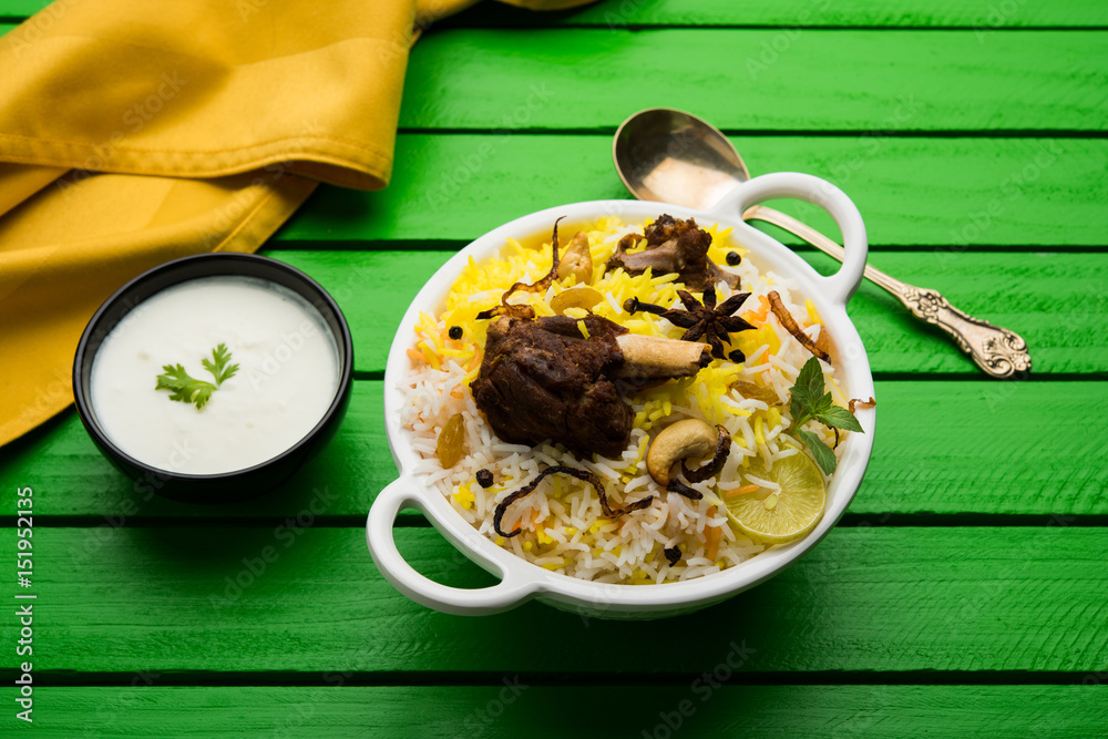 kashmiri or hyderabadi Mutton Gosht Biryani / Lamb Biryani / Mutton