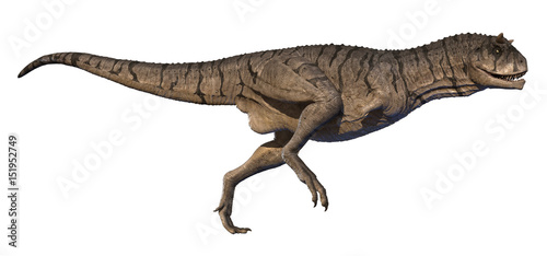 A 3d rendering of Carnotaurus sastrei running.