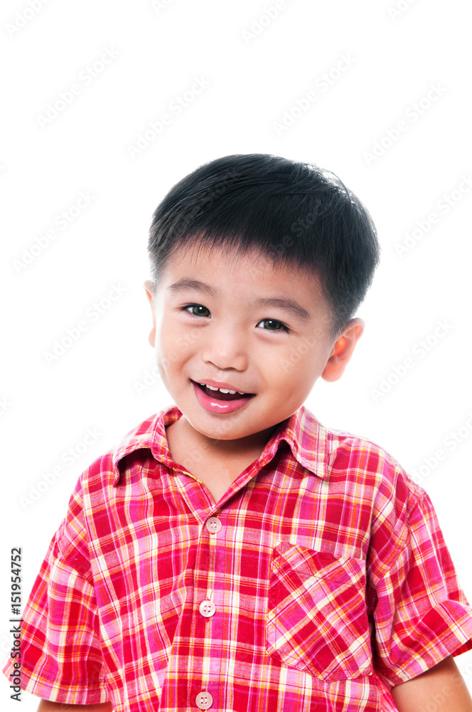 Happy young boy portrait over white background Happy young boy portrait over white background