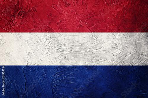 Canvas Print Grunge Nederland flag. Nederlands flag with grunge texture.
