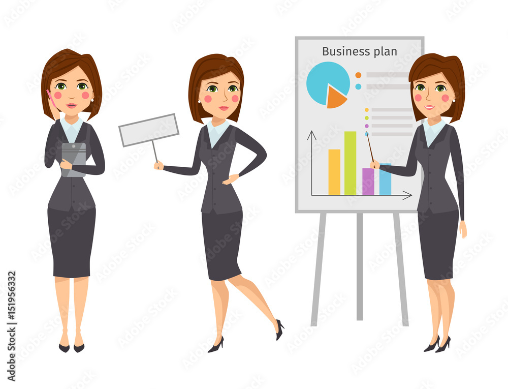 Vector business woman character silhouette standing adult office career posing young girl. Vector business woman character silhouette standing adult office career posing young girl.