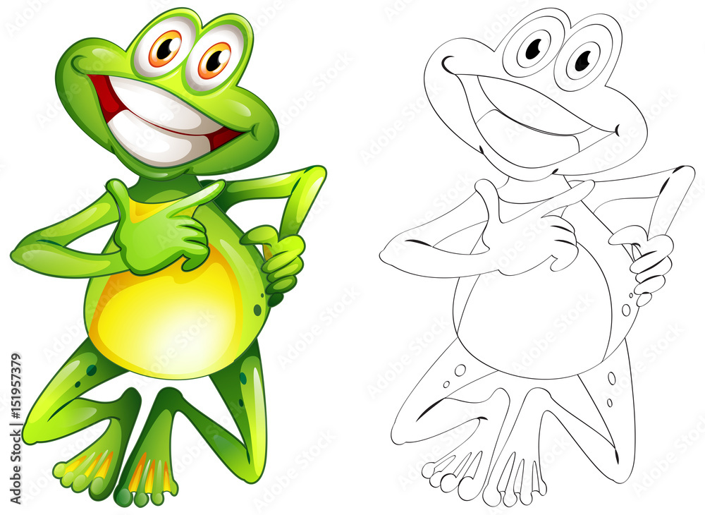 Fototapeta premium Doodle animal for happy frog