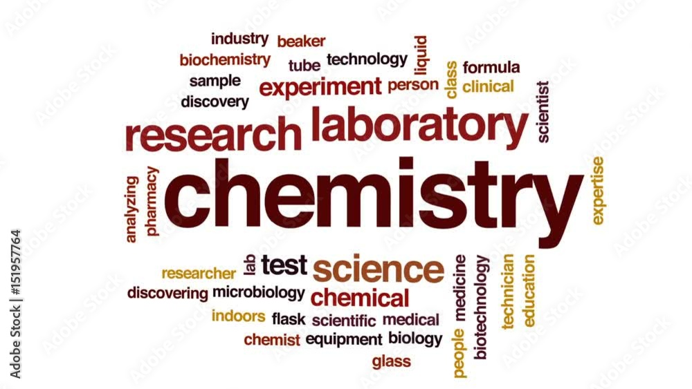 Chemistry animated word cloud, text design animation. Chemistry animated word cloud, text design animation.