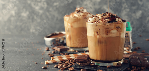 Cold frappe coffee with cream