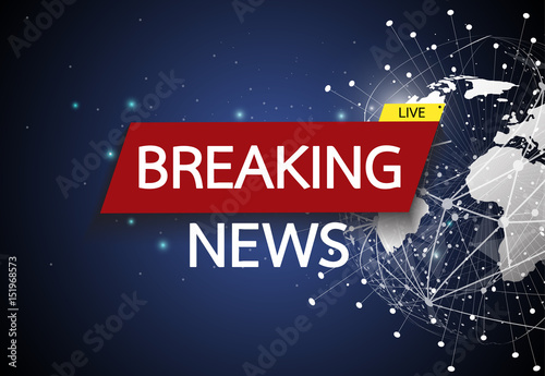 Breaking news live on world map connection background. Business technology concept. Vector illustration