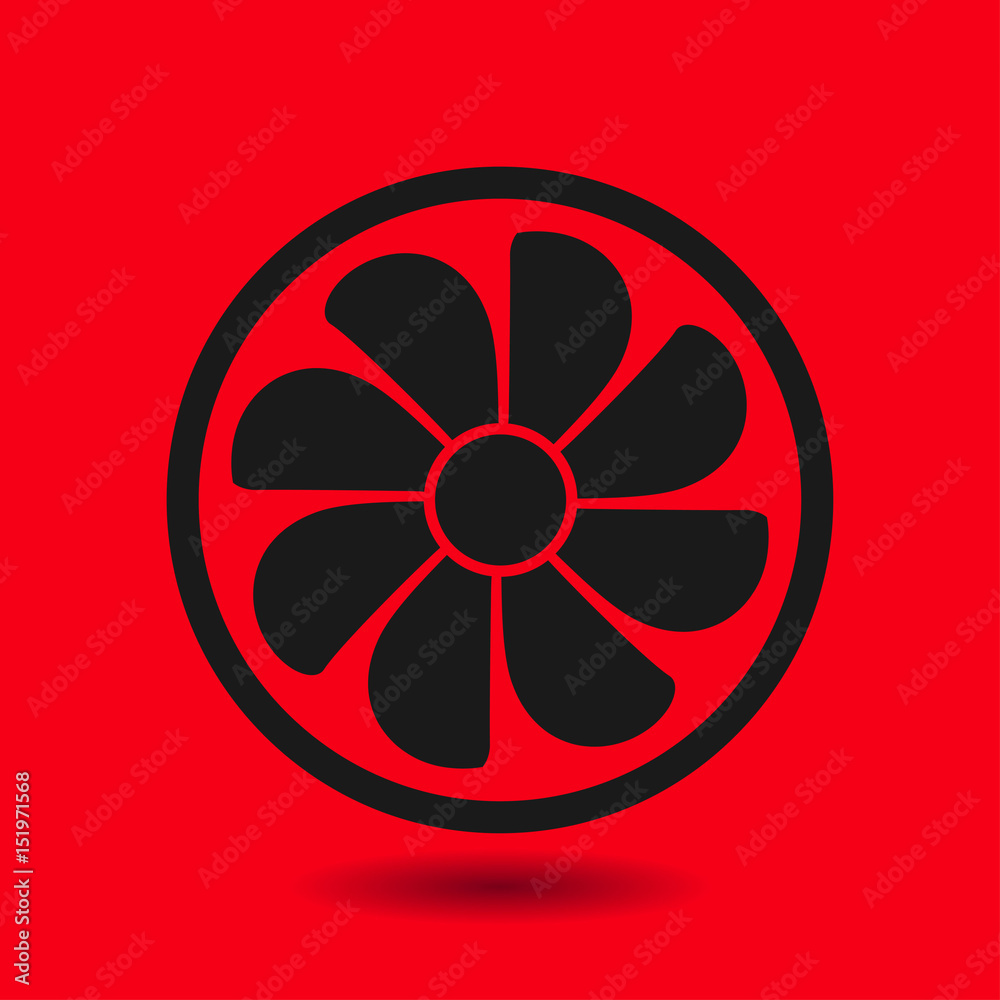 Exhaust fan icon. Ventilator symbol. Flat design style. Exhaust fan icon. Ventilator symbol. Flat design style.