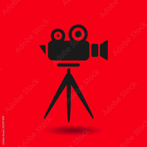 Cinema camera icon. Flat design style. Vector.