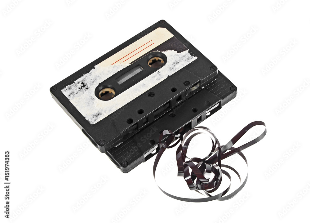 Two audio cassettes isolated on white background