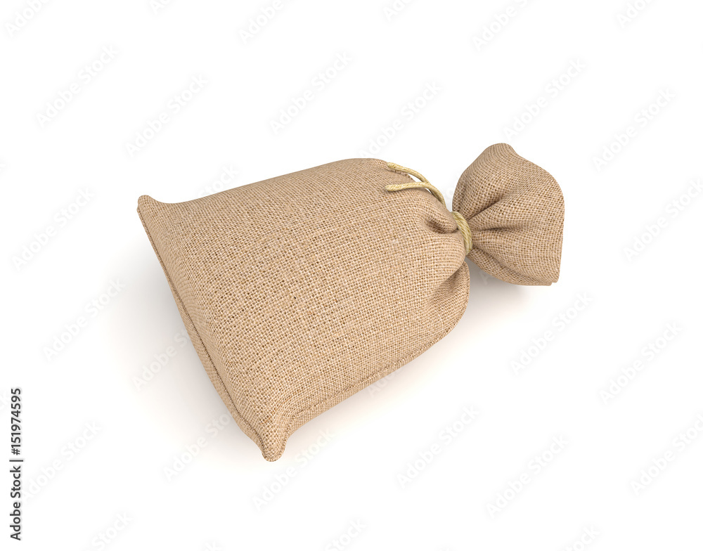 3d rendering of burlap money bag isolated on white background. 3d rendering of burlap money bag isolated on white background.
