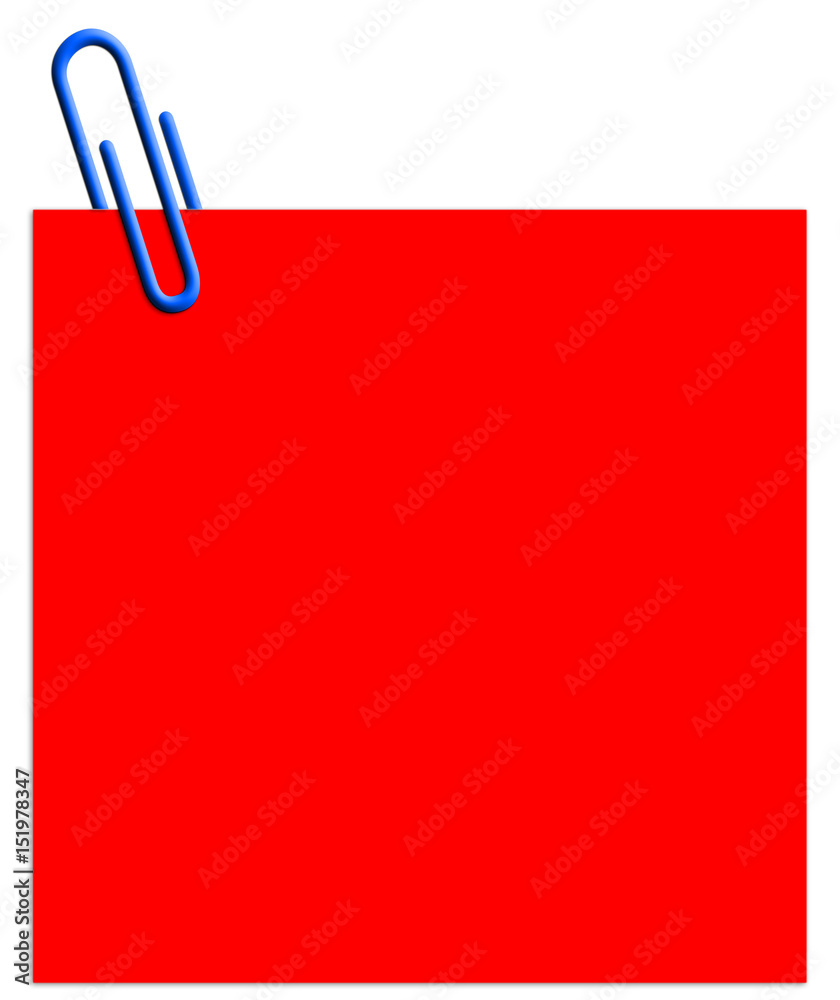 trombone bleu sur post-it rouge Photos