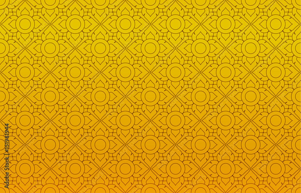 Golden Thai vintage pattern vector abstract background
