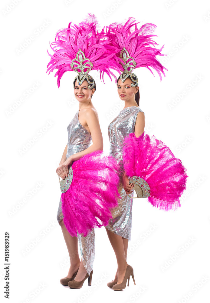 Beautiful Girls in carnival costumes, isolated on white background. Beautiful Girls in carnival costumes, isolated on white background.