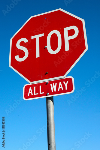 Stop Sign with Blue Sky in the Background