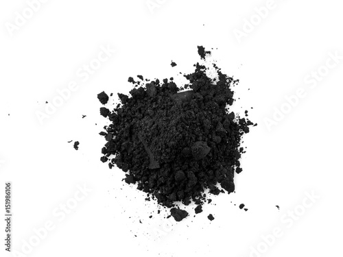 Activated charcoal capsule and power isolated on white photo