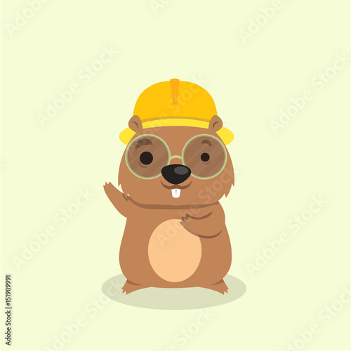 Cute happy smiling mole character.