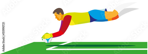 the goalkeeper catches the ball
