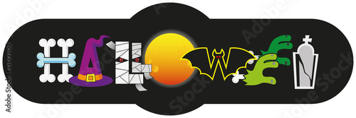 Logo Halloween made up of the symbols of this holiday