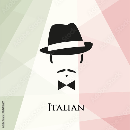 Italian man with a mustache and bow tie. 