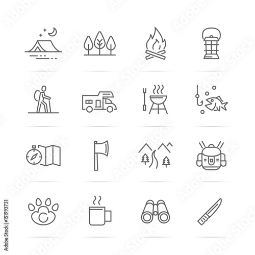 camping vector line icons