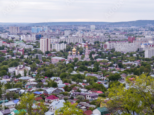 Cityscape, view from the top. An Orthodox Church. The City Of Saratov, Russia. Spring, the month of may. photo