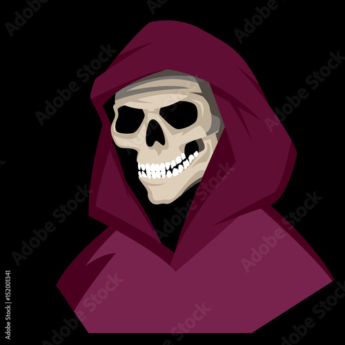 human skull in the hood vector illustration Flat style 