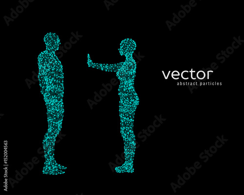 Vector illustration of couple on black background.