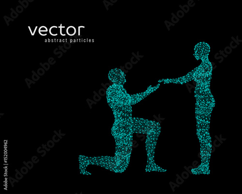 Vector illustration of couple. Offer of marriage.