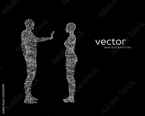 Vector illustration of couple on black background.