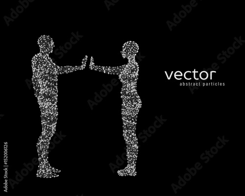 Vector illustration of couple on black background.